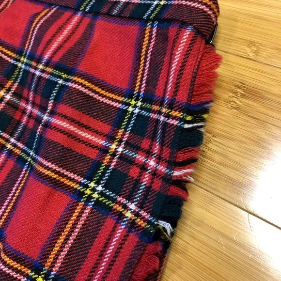 Vintage 100% Wool Skirt Kilt Tartan Plaid Pleated Irish Red Winter Fall Swiftie - Picture 6 of 11